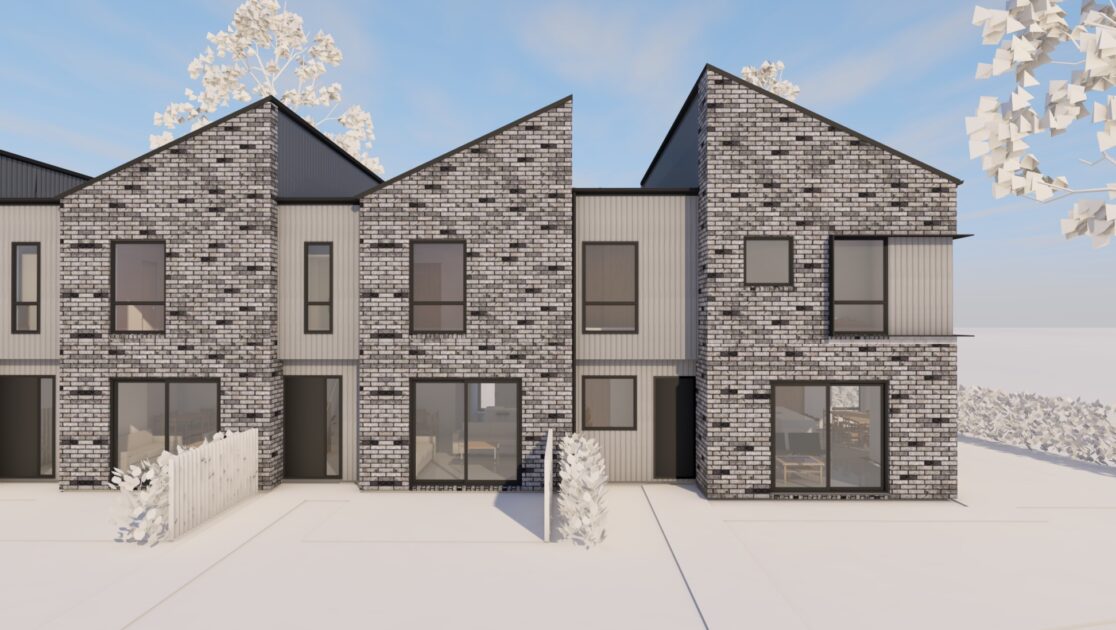 A render from the design development of the townhouses.